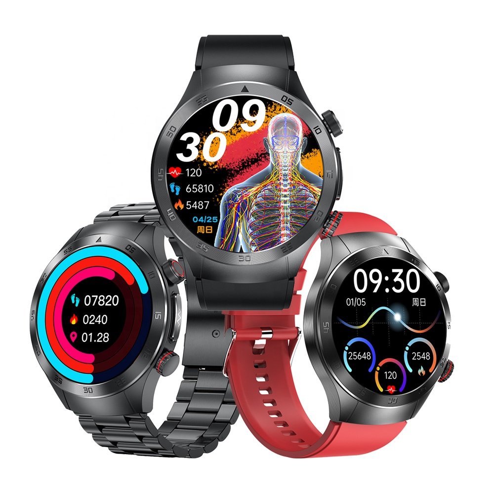 Vanssa New smart watch E800 1.49 inch round AMOLED screen BT SOS Call ECG Blood Pressure Health Monitor smartwatch